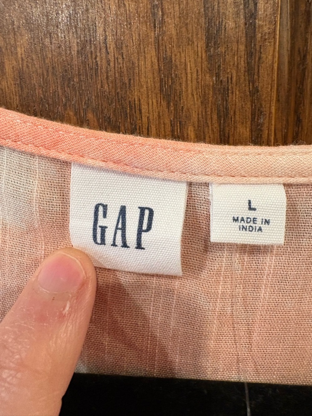 GAP Cotton Dress L tiered peach ivory - Picture 5 of 12